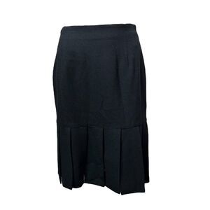 JACOBSON’S Vintage Wool Pencil Skirt Black Zip Pleated Knee Length Womens 8